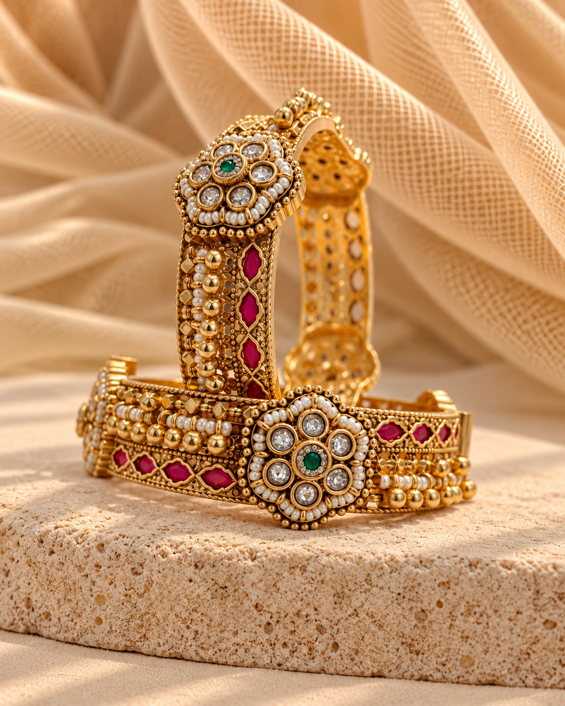 Gold plated Haritage Bangles(Set of 2)-02165