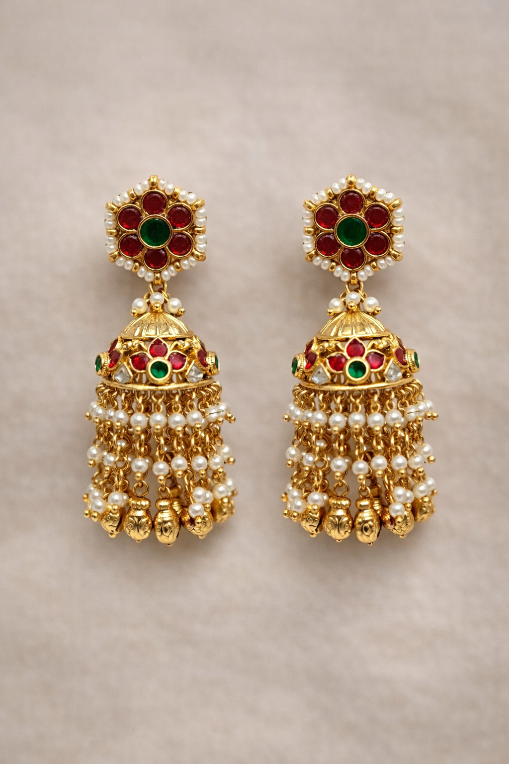 Two Line Broad Pendant Pachhi Kundan Necklace