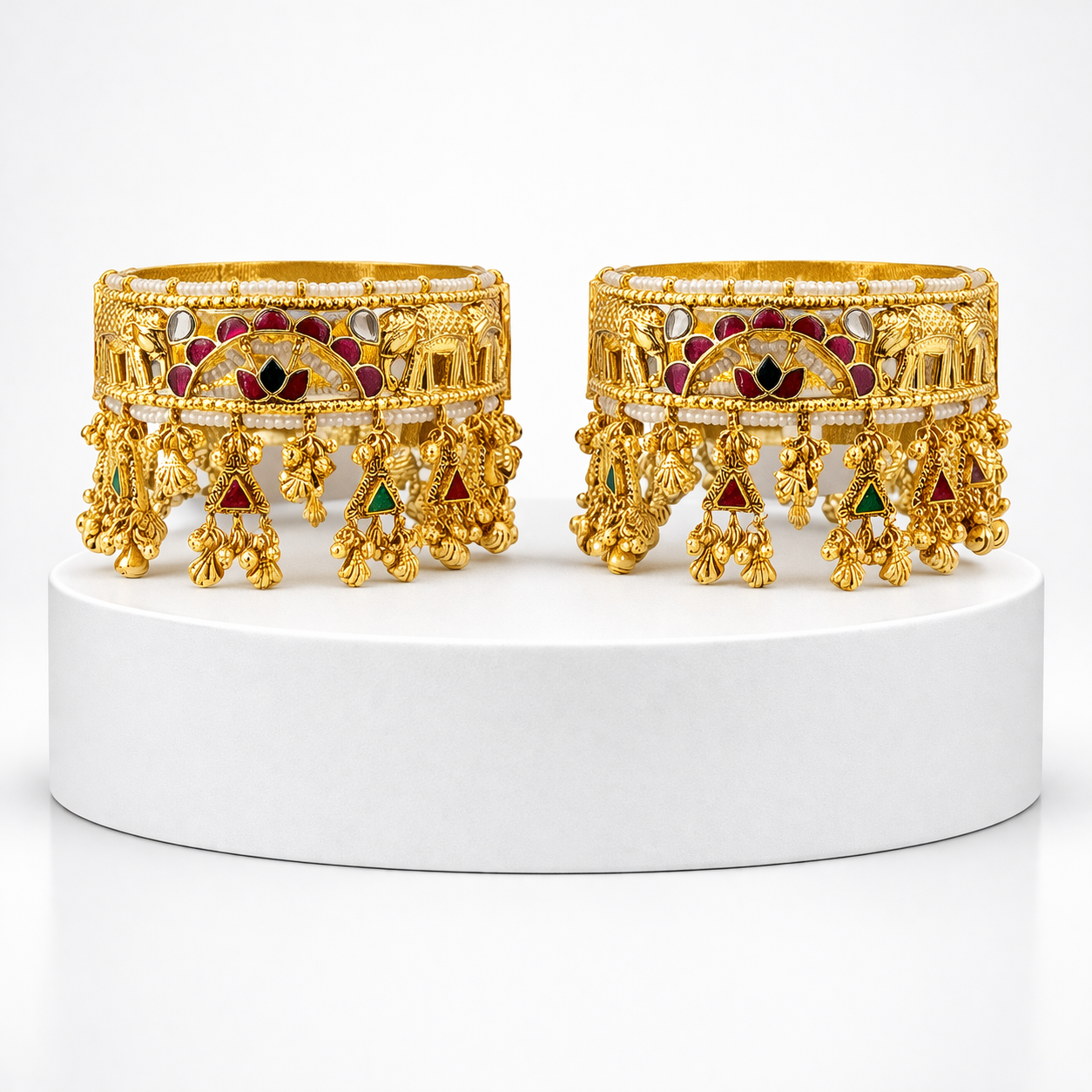Heritage Elephant Jadau Bangle(Set of 2)-G357300