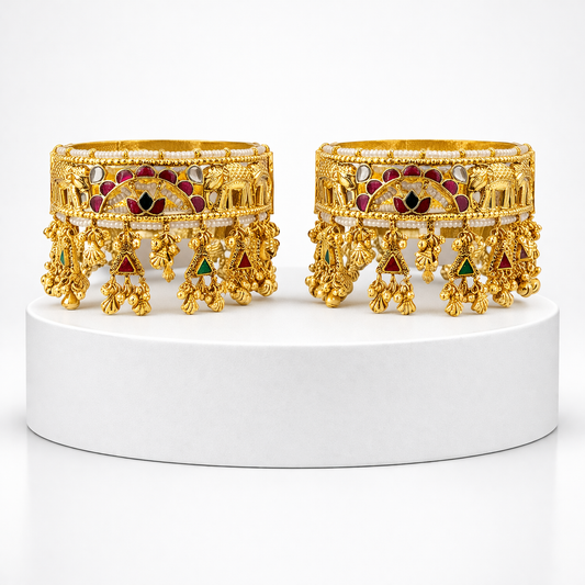 Heritage Elephant Jadau Bangle(Set of 2)-G357300