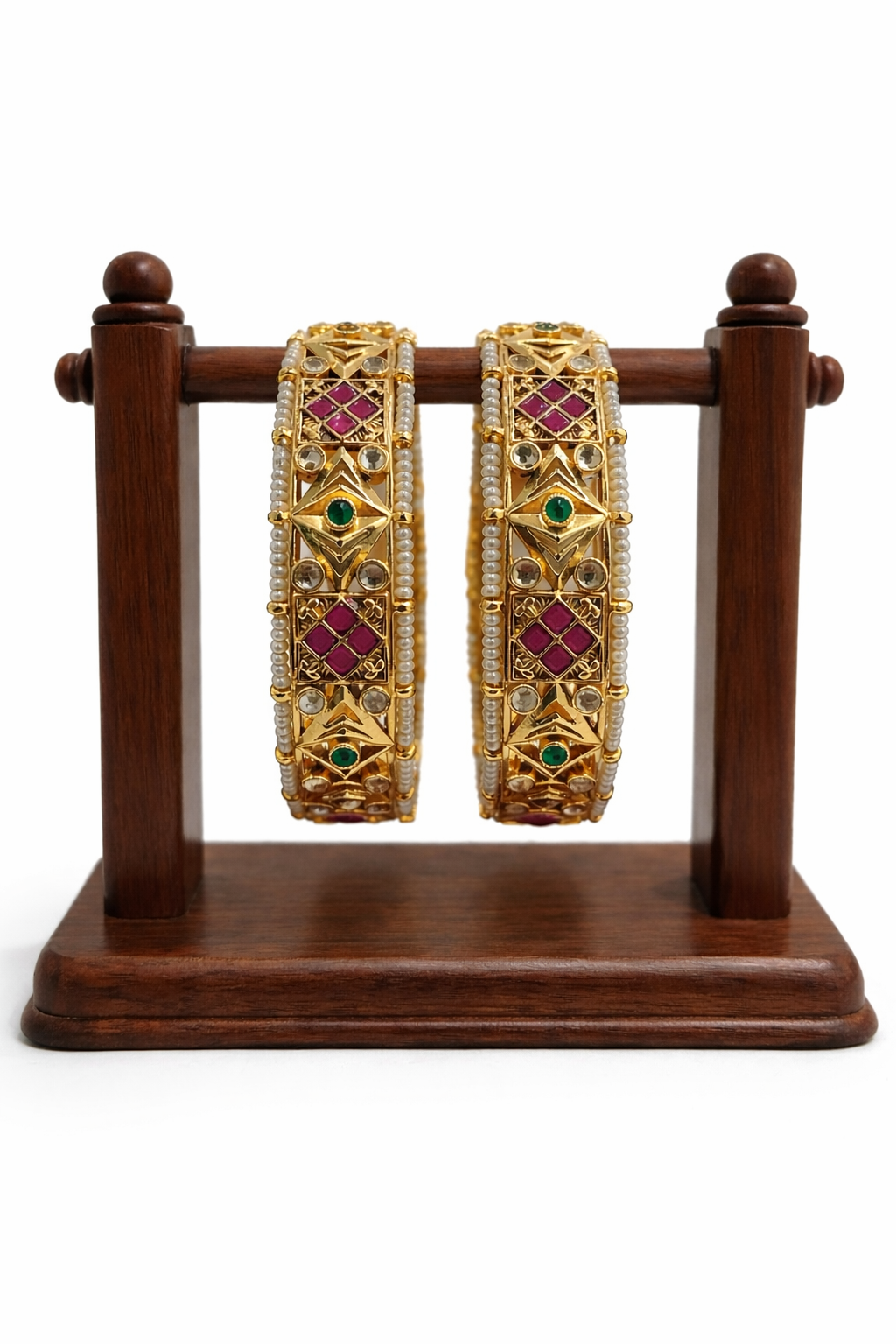 Handcrafted Kundan Polki Bangles (Set of 2)
