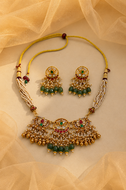 Jadau Choker Necklace Set-G454400