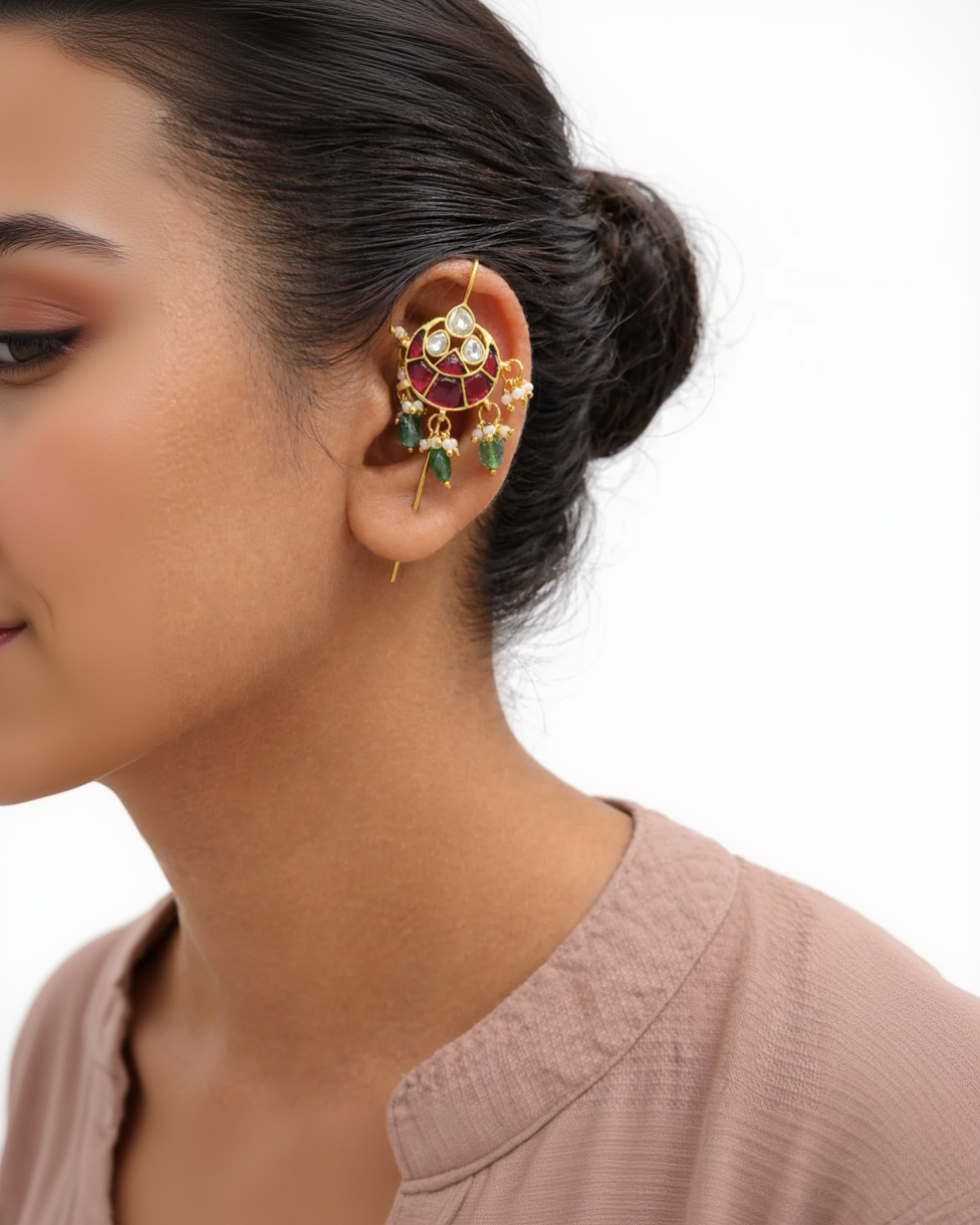 Jadau Kundan Needle Ear Cuffs-G351100