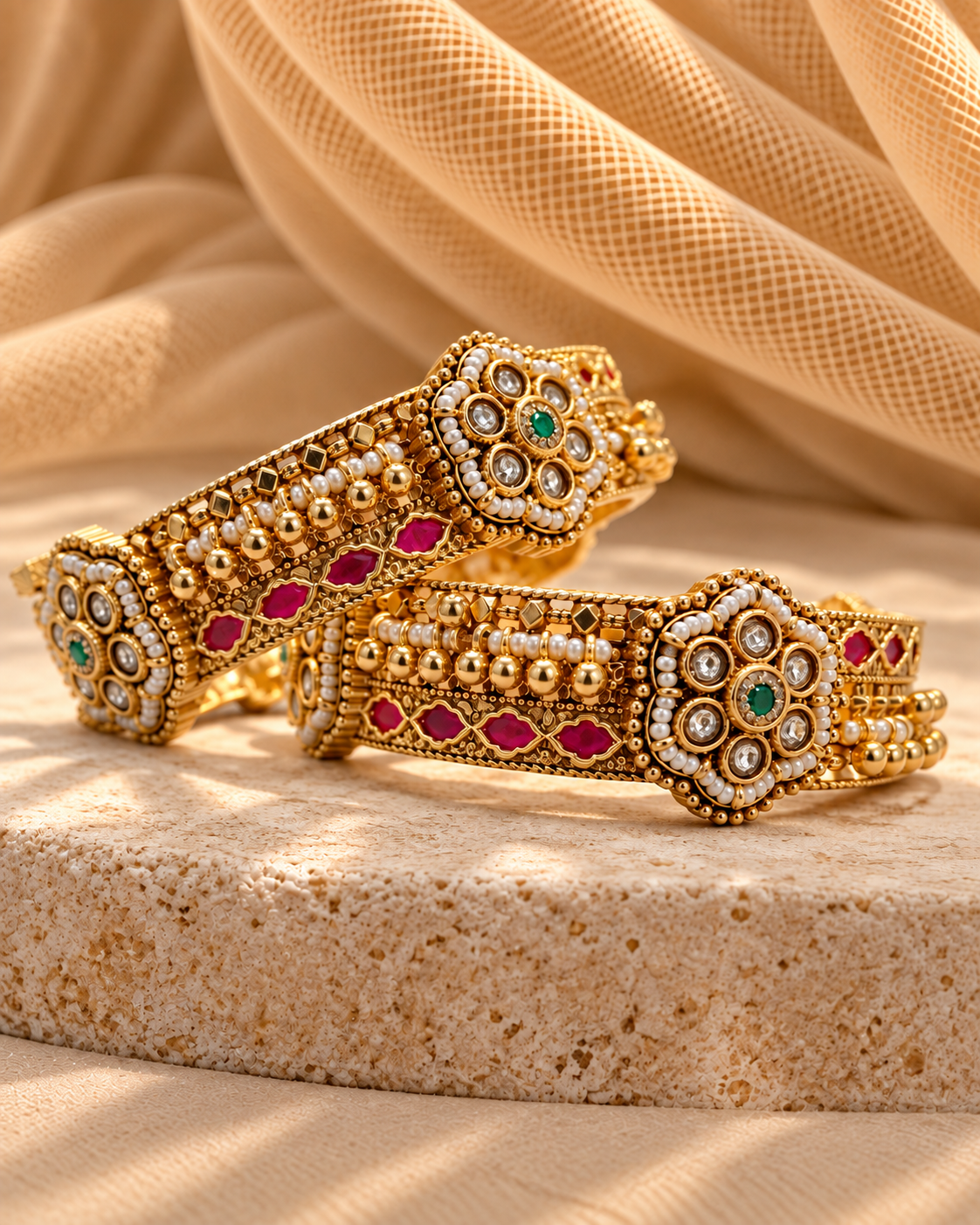 Gold plated Haritage Bangles(Set of 2)-02165