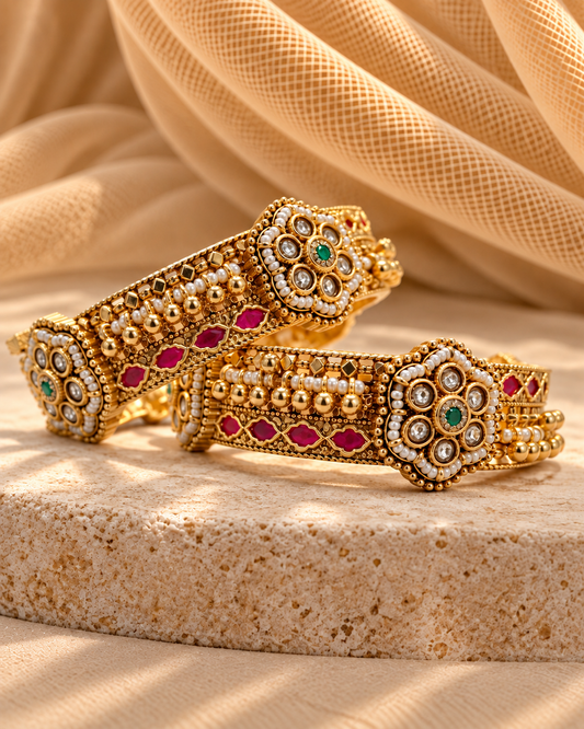 Gold plated Haritage Bangles(Set of 2)-BG2165