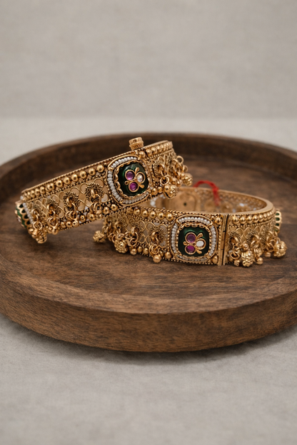 Antique Heritage Gold-Plated Bangles(Set of 2)