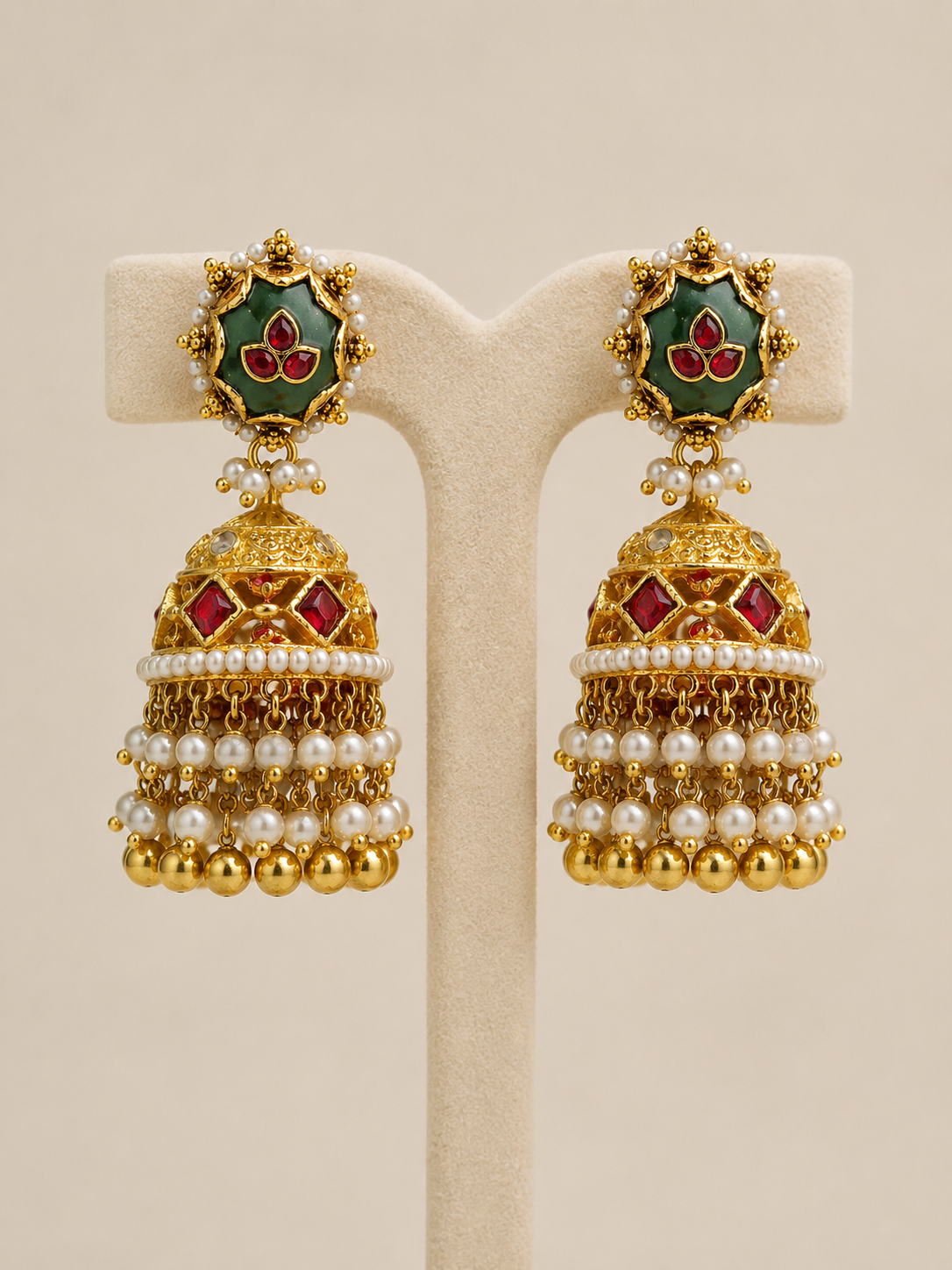 Jadau Kundan & Emerald Pearl Choker Set-G356200