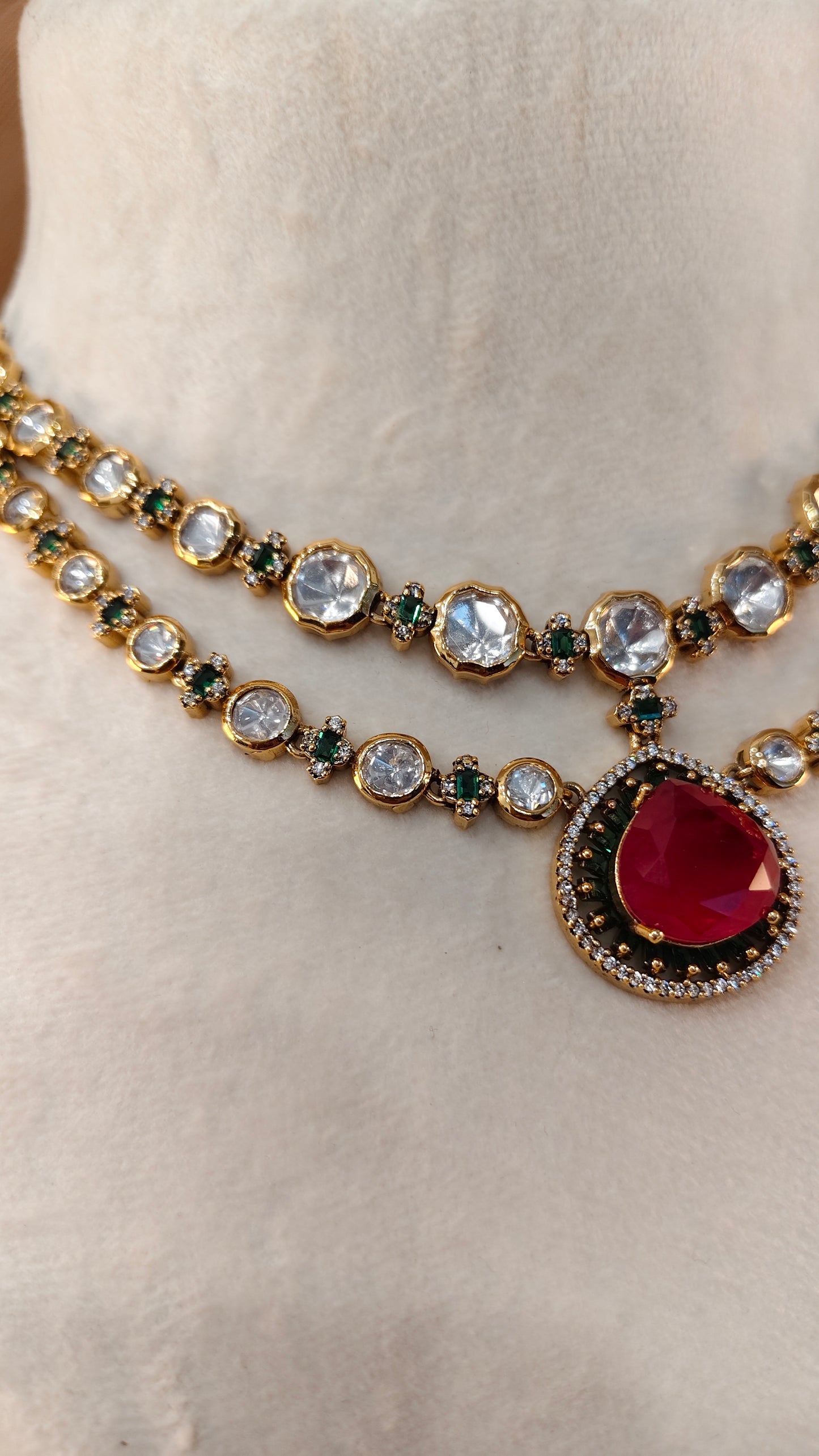 Ruby Moissanite Necklace Set-G425400