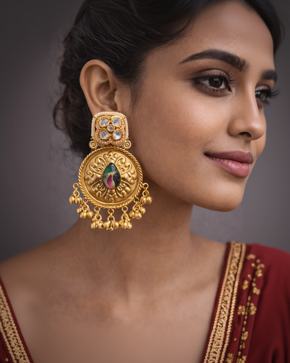 Gold-Toned Mossonite & Enamel Drop Earrings-G351100