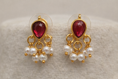 Thin Layer Lotus Necklace with Pearl Drops