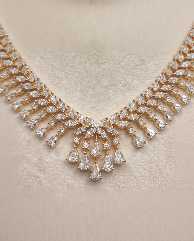 American Diamond Zirconia Necklace Set-G353100