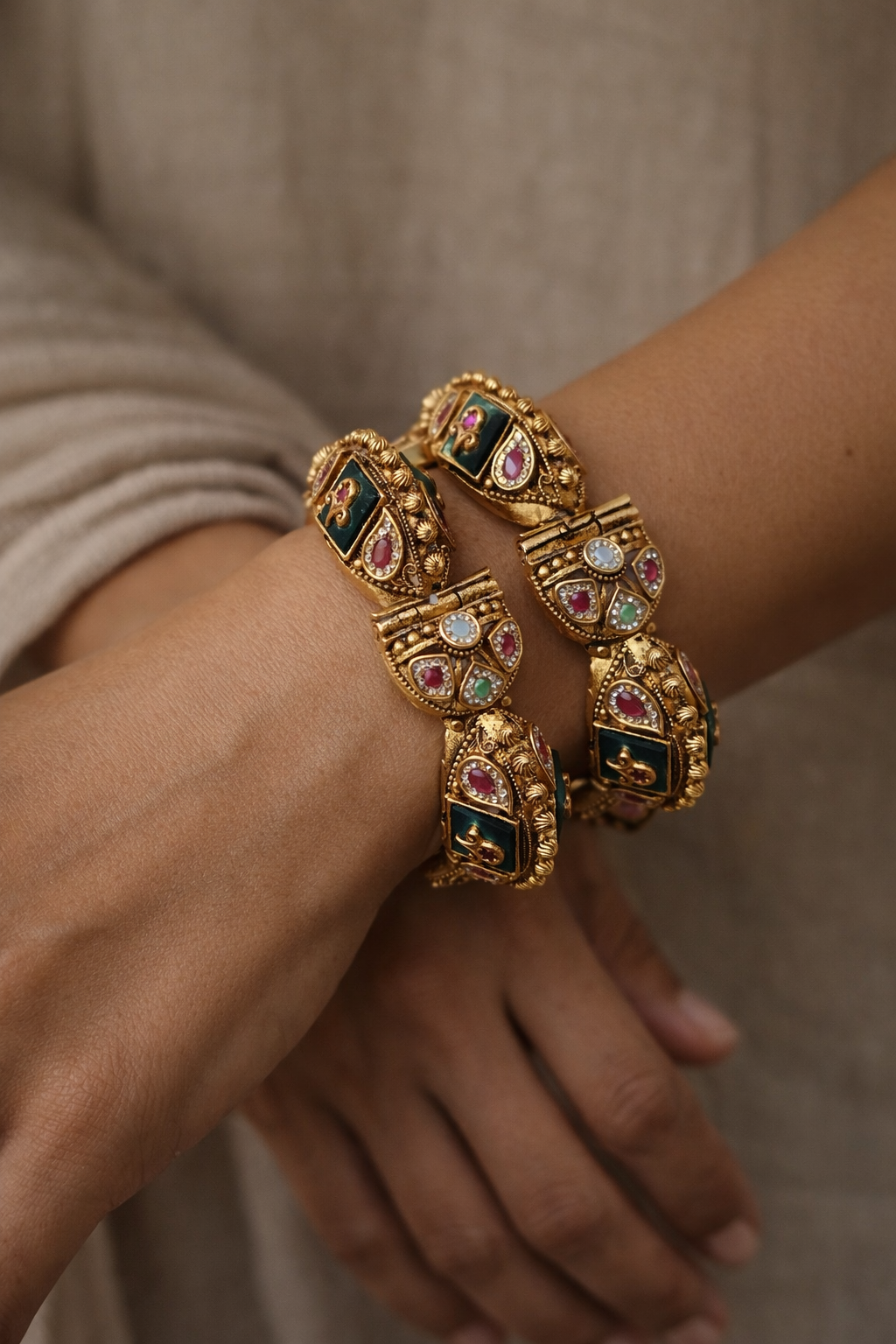 Heritage Gajara Style Bangles(Set of 2)