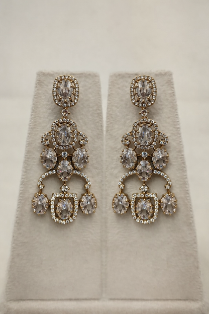 Two Line Clear Diamond Necklace Set-G354200