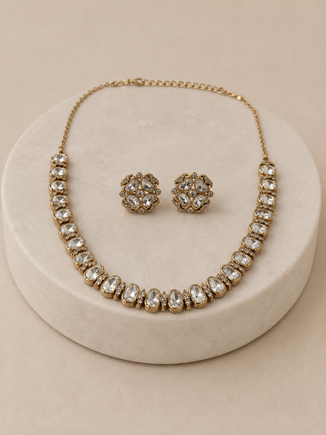 Moissanite Gold-Tone Necklace Set-G672400