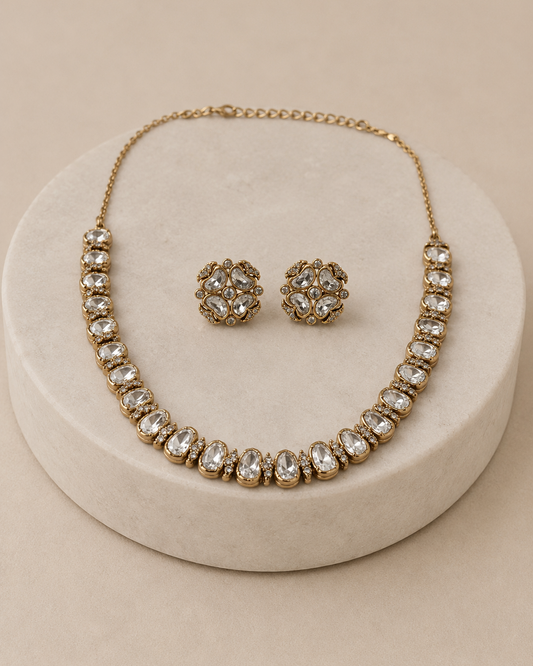 Moissanite Gold-Tone Necklace Set-G672400