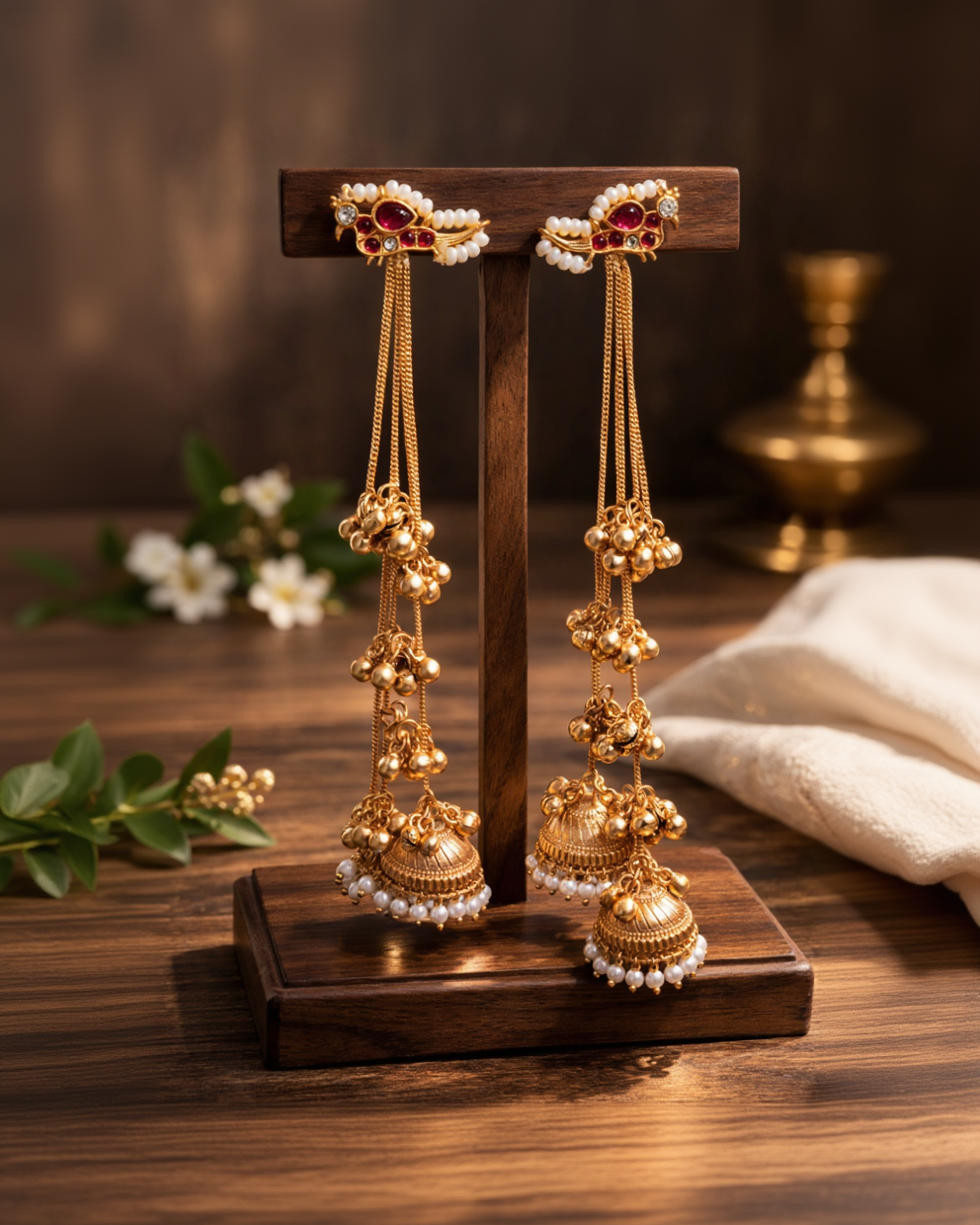 Royal Kashmiri Long Chain Jhumka Earrings-G35800