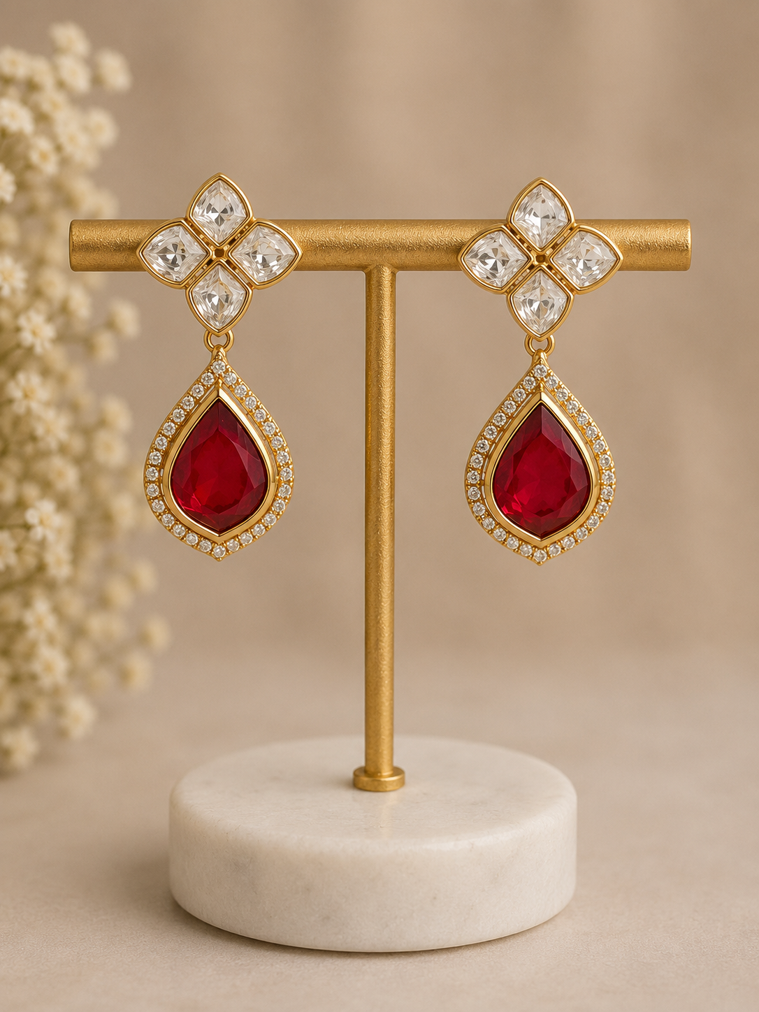 Ruby & Uncut Polki Necklace Set-G755000