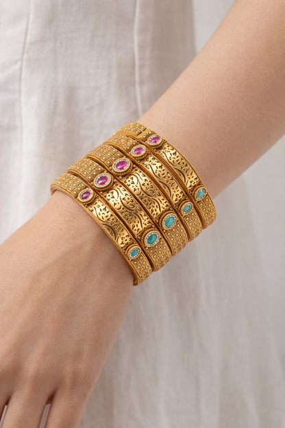 Gold Plated Bangles(Set of 6)