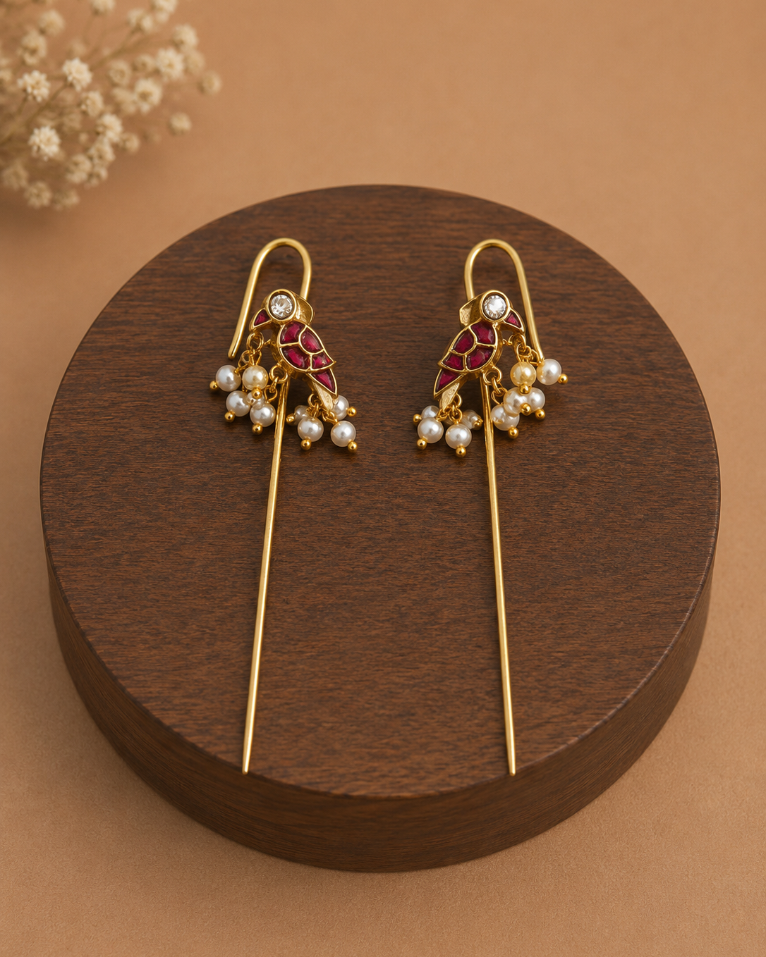 Jaduu kundan Needle Ear Cuffs-G351100