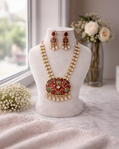 Vintage-Inspired Statement Kundan Necklace Set-G352100