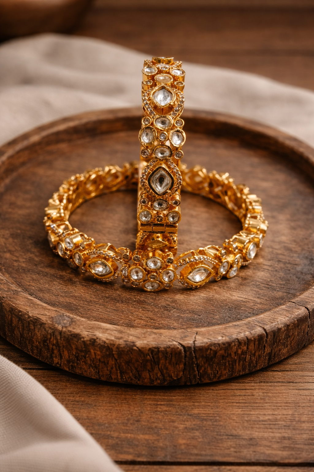 Handcrafted Gold-Plated Mossonite Bangles(Set of 2)-G354150