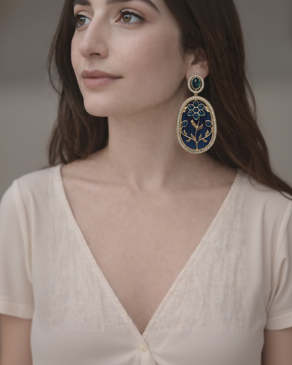 Regal Blue Sabyasachi Dangle Earrings-G351100