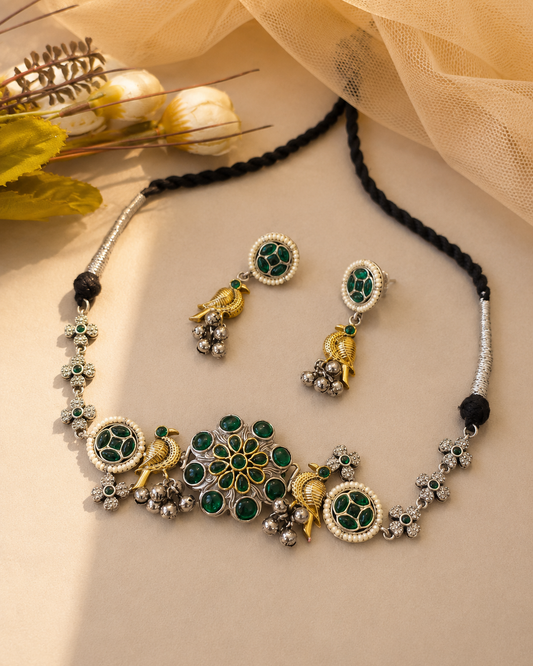 Oxidised choker Necklace set-G351200