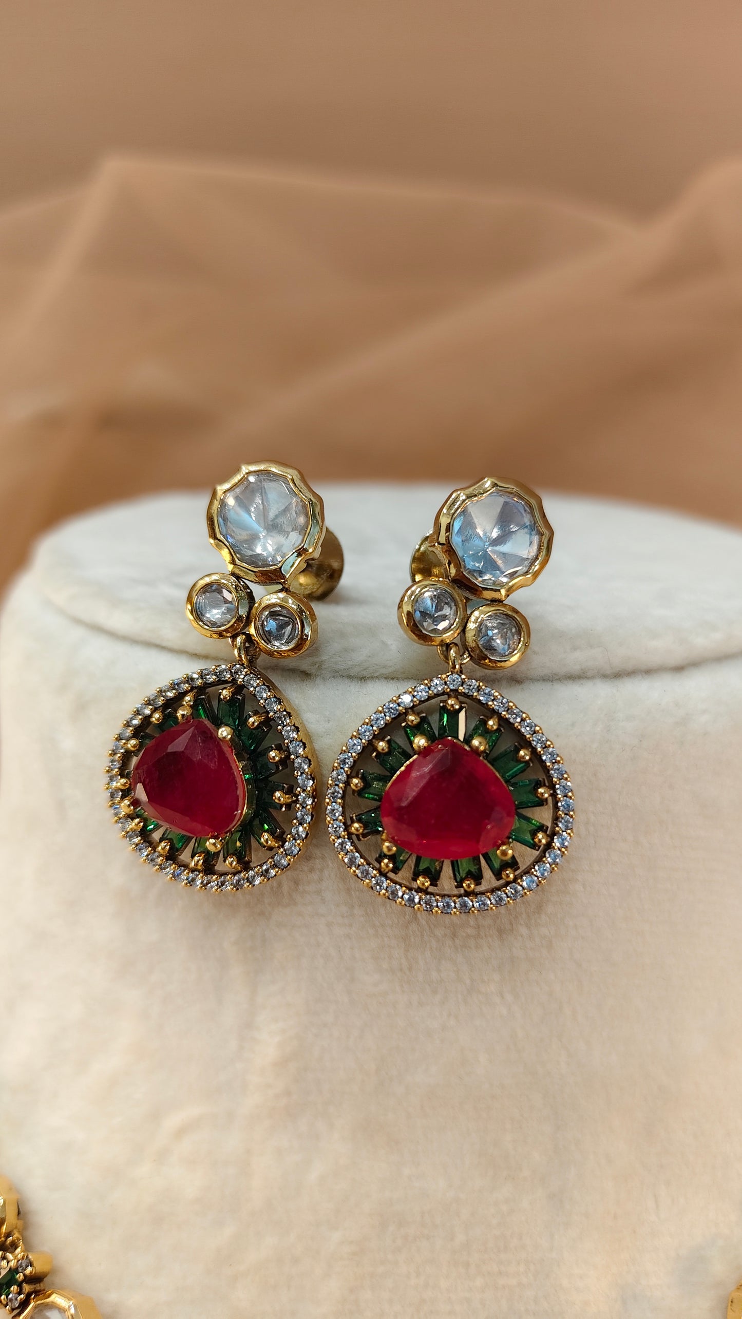 Ruby Moissanite Necklace Set-G425400