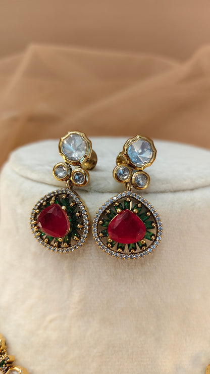 Ruby Moissanite Necklace Set-G425400