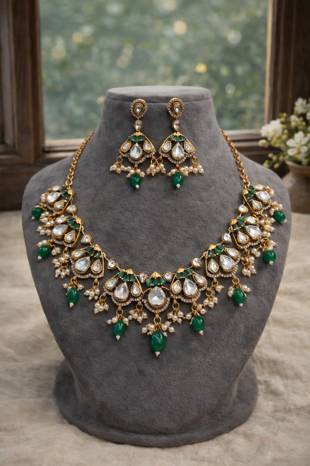 Kundan & Pearl Traditional Indian Necklace Set