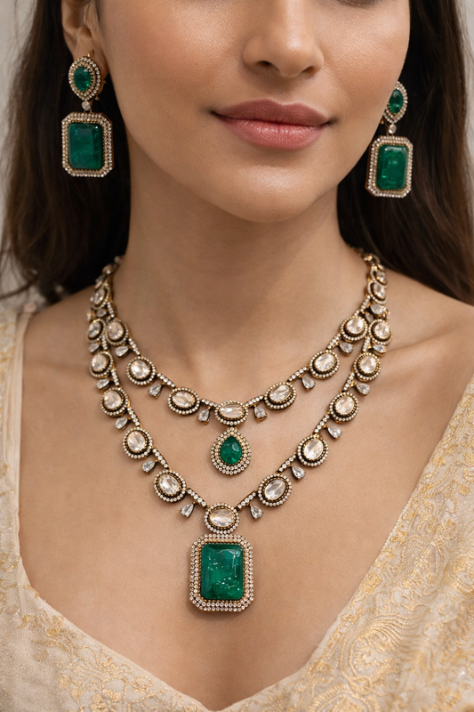 Zoya 2-Layer Mossointe Necklace Set