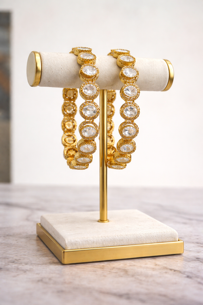 Gold Plated Mossonite Bangles(Set of 2)