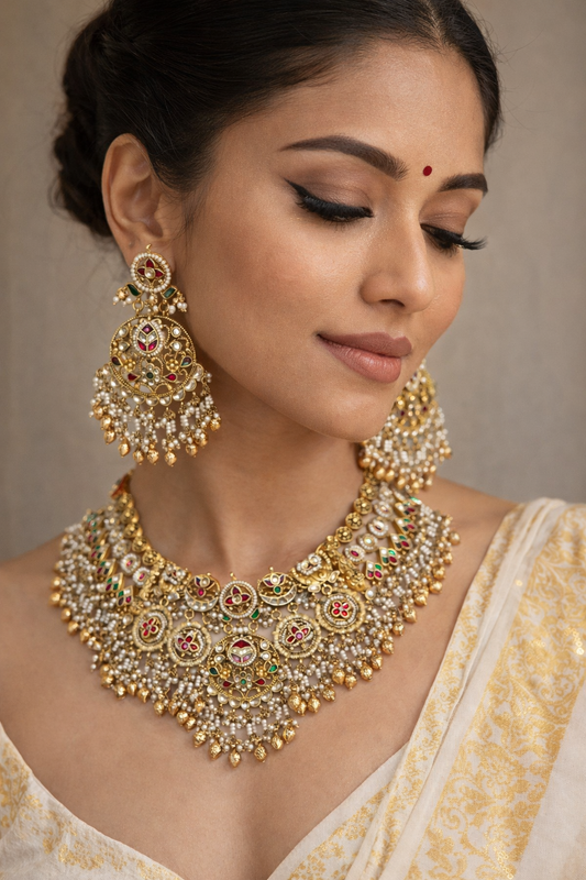 Bridal Temple Design Heritage Kundan Choker Set-G3512300