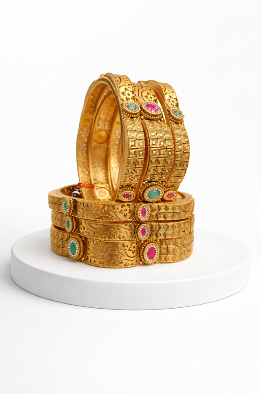 Gold Plated Bangles(Set of 6)