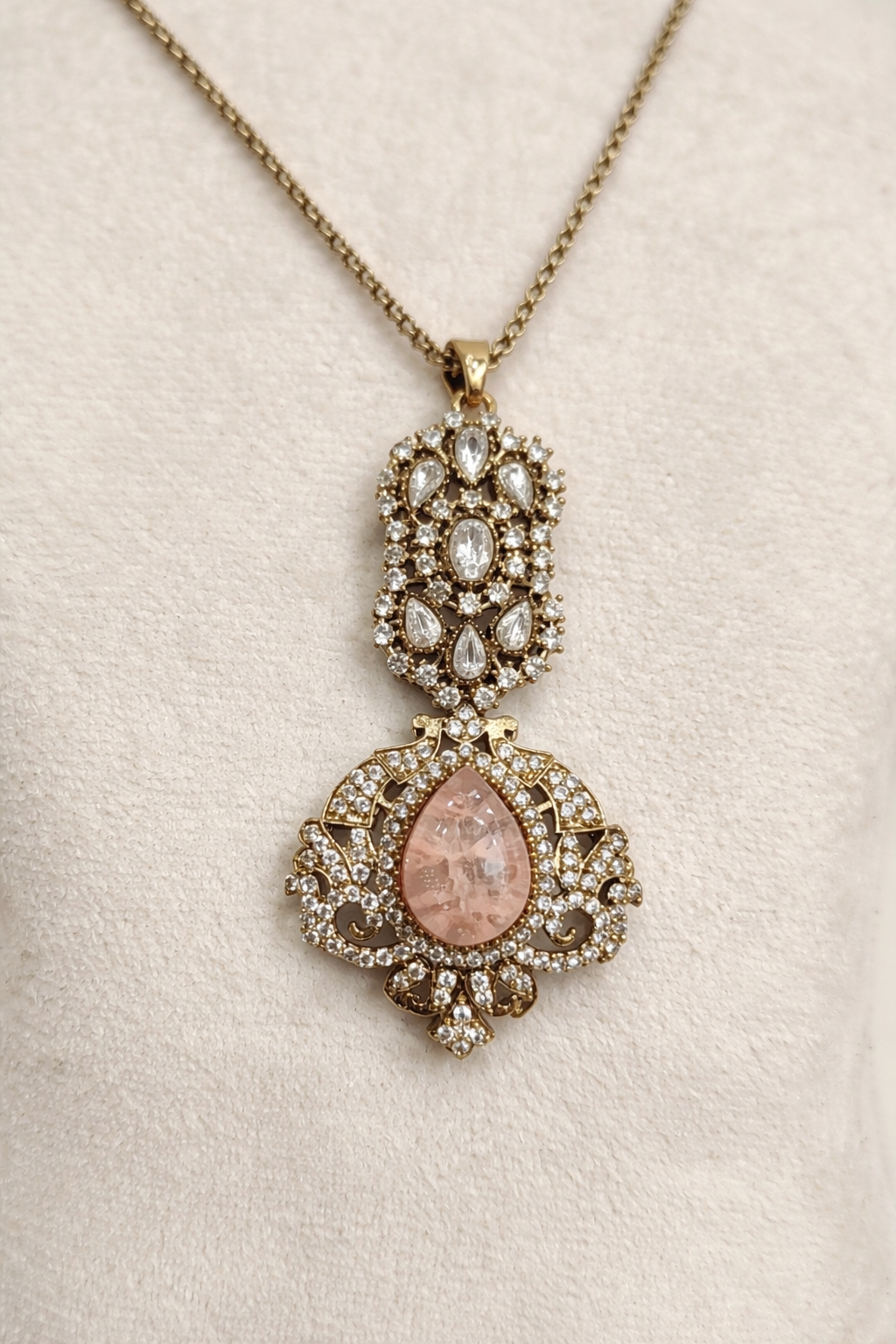 Victorian Pink Stone Pendent Set