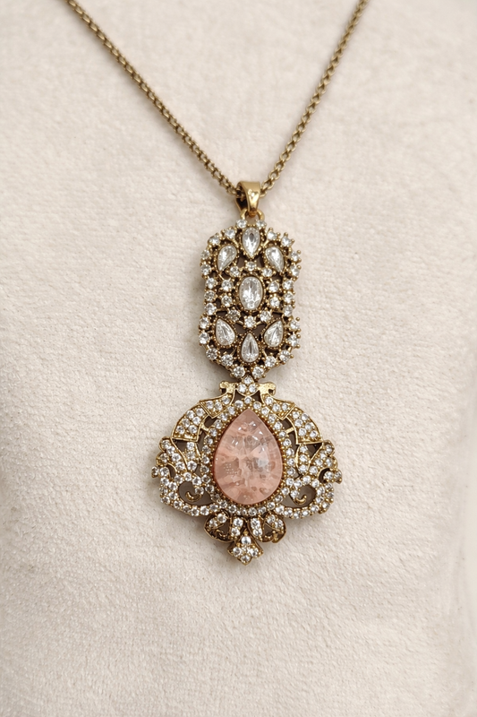 Victorian Pink Stone Pendent Set