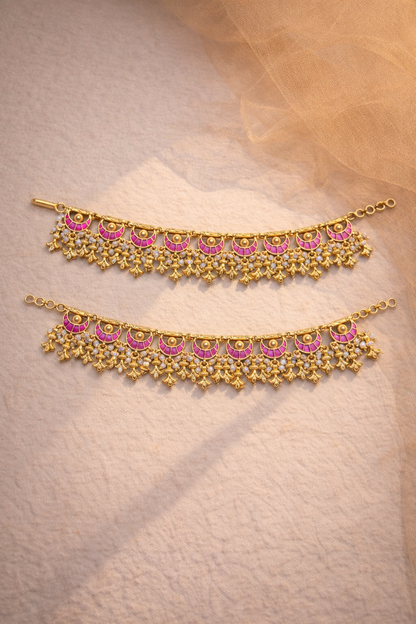 Pachi Kundan Gold-Plated Payal (Anklets)-G754300