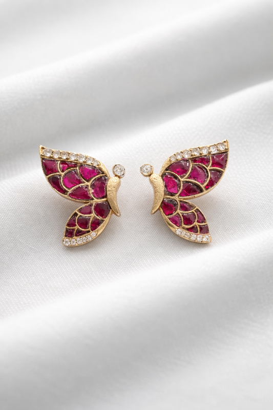 Butterfly Jadau Kundan Studs-G35900