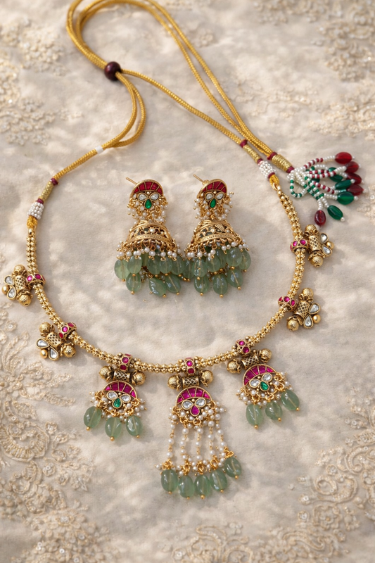 Jilebi Design Jadau Kundan Necklace Set