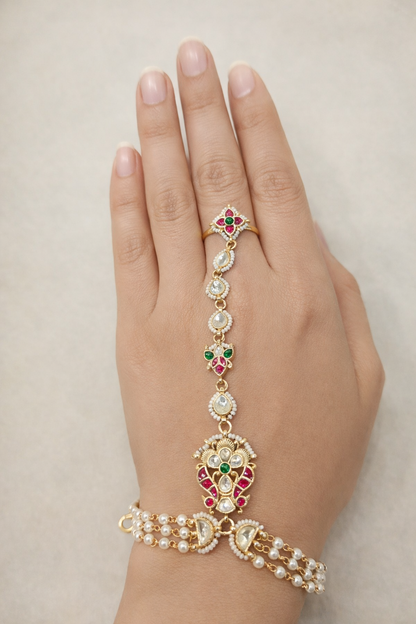 Pachi Kundan Floral Hath panja