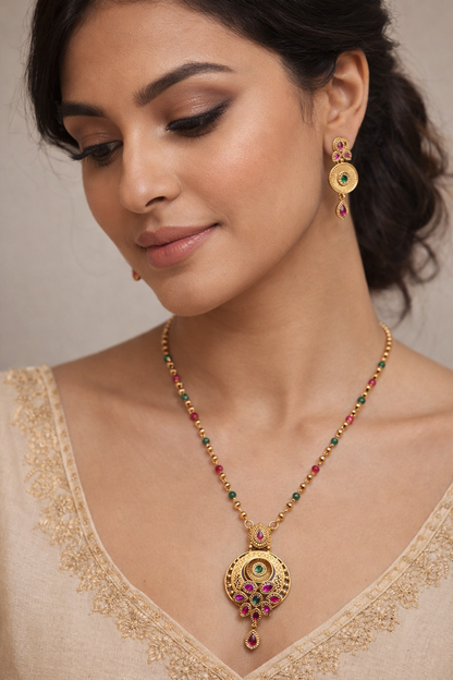 Gold-Plated Long Pendant Set