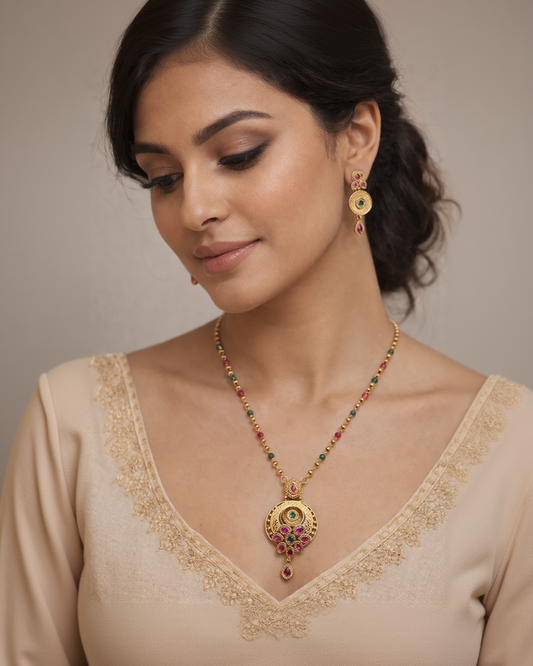 Gold-Plated Long Pendant Set-G353100