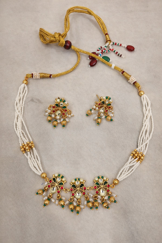 Pachi Kundan Pearl Necklace & Earring Se