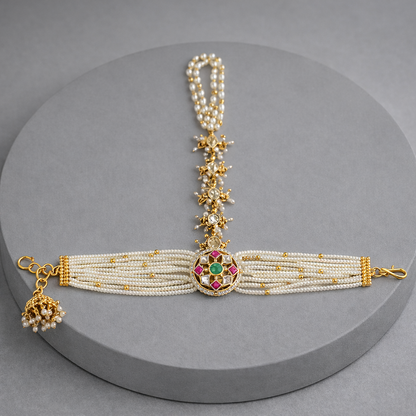 Pearl & Kundan Haath Phool / Haath Panja Bracelet-G351200