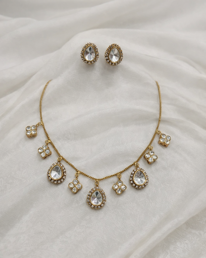 Moissanite Kundan Charm Necklace Set-G351800