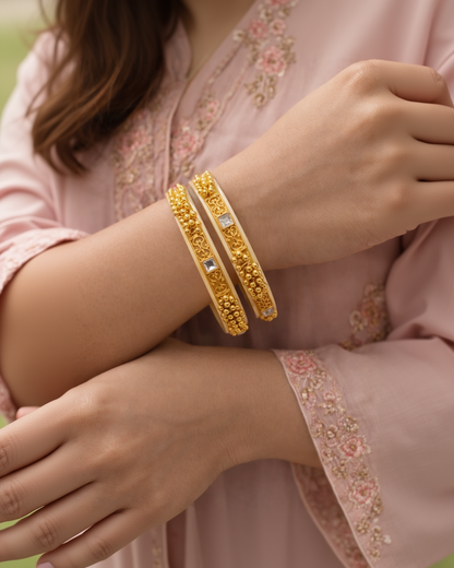 Ivory Gold Traditional Ghungroo Bangle-G351200