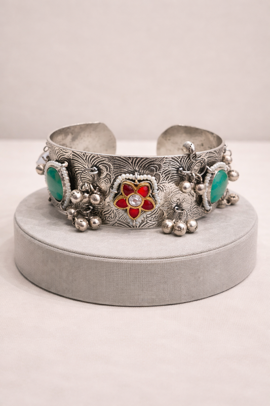 Oxidized Silver Bangles Kada/Cuff-G351400