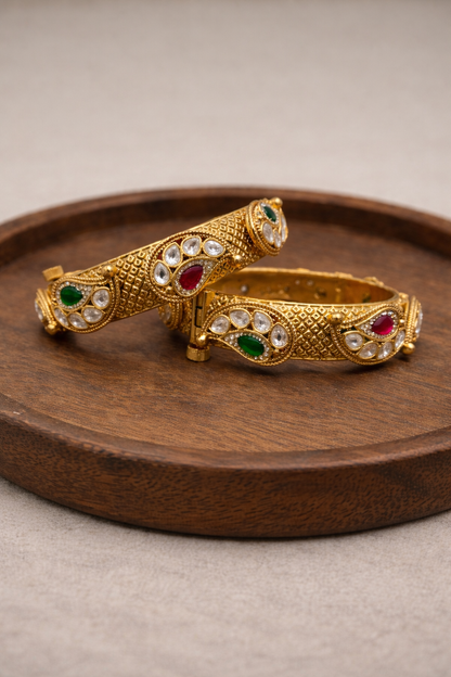 Antique Gold-Plated Bangles(Set of 2)