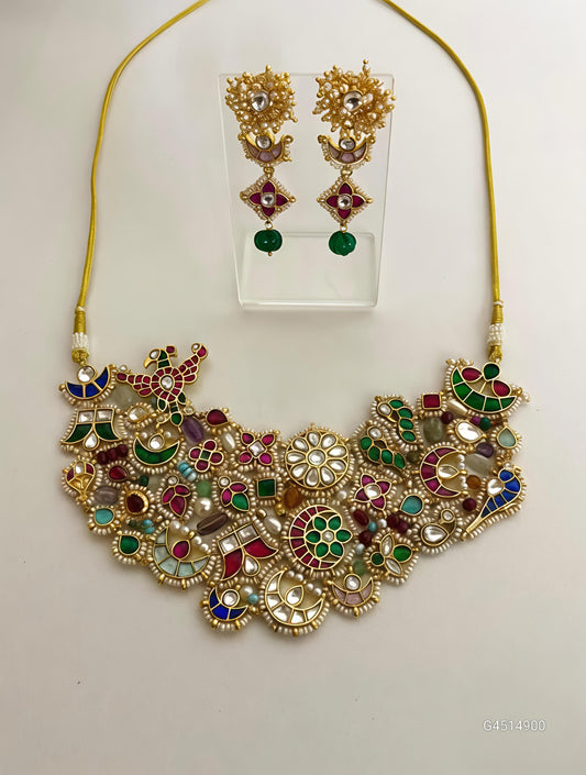Multi-Color Bird & Crescent Motif Statement Set-G3513800
