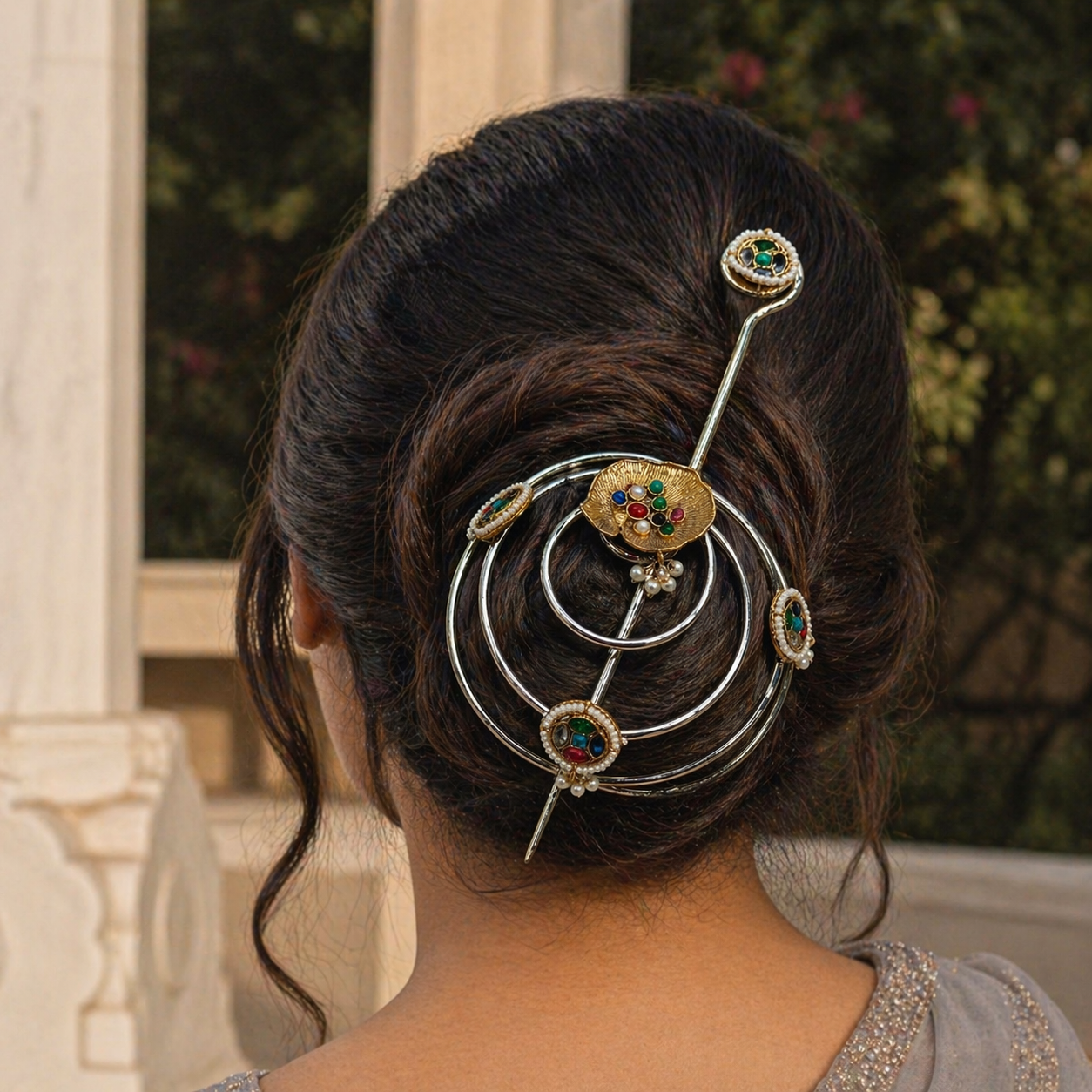 Jadau Kundan Hair Bun Cage-G741200